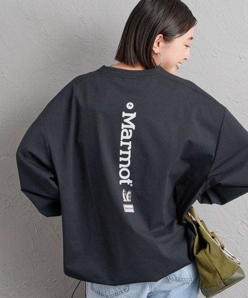 MARMOT（マーモット）の「[Marmot/マーモット] 別注 バーティカルロゴ バックプリントロンT（Tシャツ/カットソー・レディース・ベージュ/ブラック/ホワイト・XL/S/L/M）」の3枚目の写真