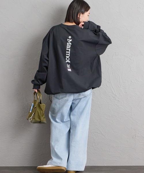 MARMOT（マーモット）の「[Marmot/マーモット] 別注 バーティカルロゴ バックプリントロンT（Tシャツ/カットソー・レディース・ベージュ/ブラック/ホワイト・XL/S/L/M）」の4枚目の写真