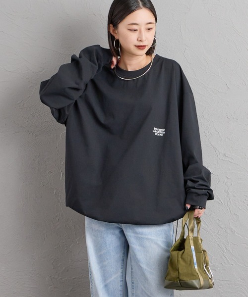 MARMOT（マーモット）の「[Marmot/マーモット] 別注 バーティカルロゴ バックプリントロンT（Tシャツ/カットソー・レディース・ベージュ/ブラック/ホワイト・XL/S/L/M）」の7枚目の写真
