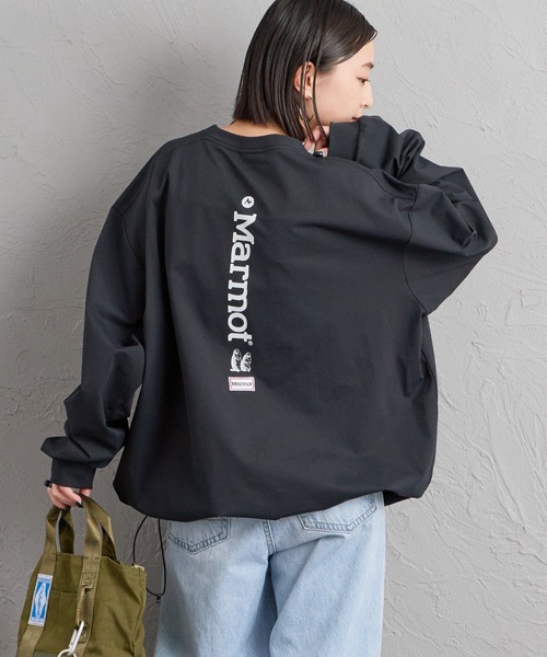 MARMOT（マーモット）の「[Marmot/マーモット] 別注 バーティカルロゴ バックプリントロンT（Tシャツ/カットソー・レディース・ベージュ/ブラック/ホワイト・XL/S/L/M）」の9枚目の写真