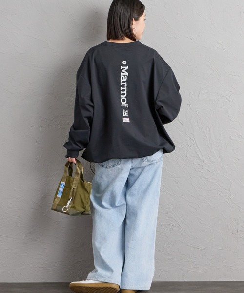 MARMOT（マーモット）の「[Marmot/マーモット] 別注 バーティカルロゴ バックプリントロンT（Tシャツ/カットソー・レディース・ベージュ/ブラック/ホワイト・XL/S/L/M）」の12枚目の写真