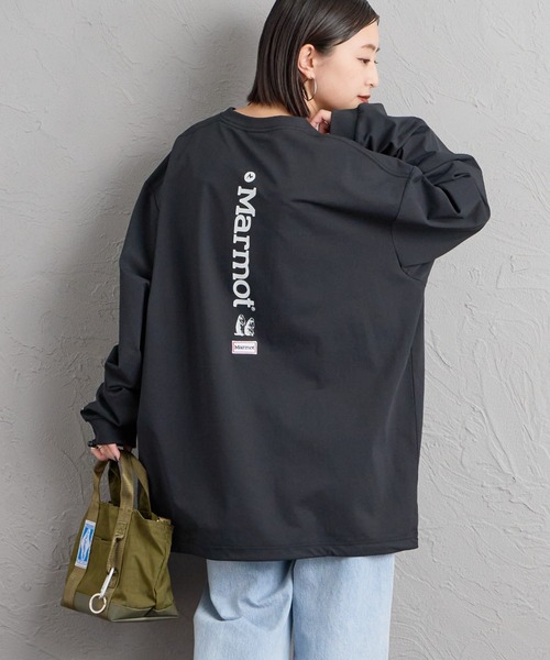 MARMOT（マーモット）の「[Marmot/マーモット] 別注 バーティカルロゴ バックプリントロンT（Tシャツ/カットソー・レディース・ベージュ/ブラック/ホワイト・XL/S/L/M）」の16枚目の写真