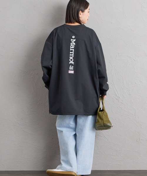 MARMOT（マーモット）の「[Marmot/マーモット] 別注 バーティカルロゴ バックプリントロンT（Tシャツ/カットソー・レディース・ベージュ/ブラック/ホワイト・XL/S/L/M）」の19枚目の写真