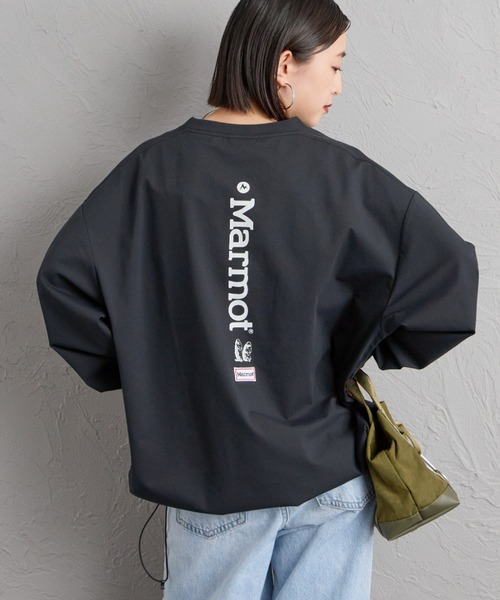 MARMOT（マーモット）の「[Marmot/マーモット] 別注 バーティカルロゴ バックプリントロンT（Tシャツ/カットソー・レディース・ベージュ/ブラック/ホワイト・XL/S/L/M）」の6枚目の写真