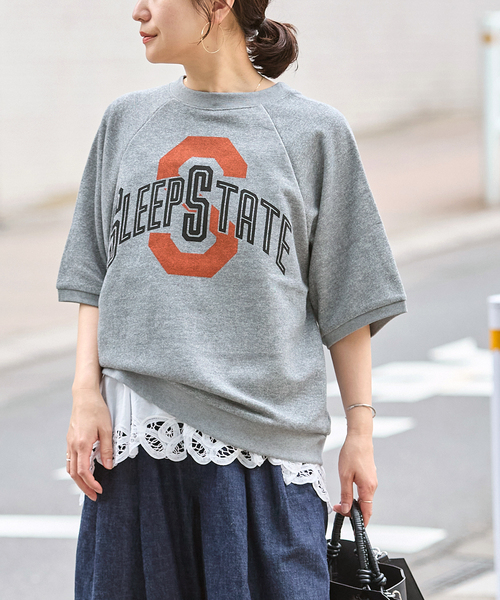 HANDTEX(ハンドテックス)の「別注【HANDTEX/ハンドテックス】for JS S/S ロゴスウェットプルオーバー(Tシャツ/カットソー・レディース・ホワイト/ホワイト系その他/グレー/チャコールグレー・FREE)」の4枚目の写真