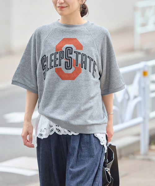 HANDTEX(ハンドテックス)の「別注【HANDTEX/ハンドテックス】for JS S/S ロゴスウェットプルオーバー(Tシャツ/カットソー・レディース・ホワイト/ホワイト系その他/グレー/チャコールグレー・FREE)」の5枚目の写真