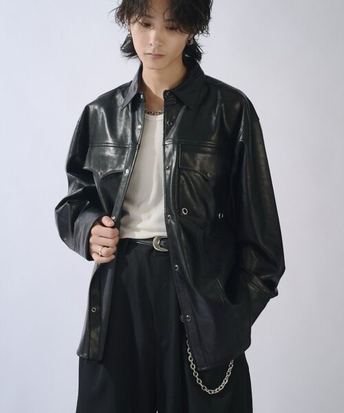 Lui's（ルイス）の「SURJENT ダブルポケットレザーシャツ（シャツ/ブラウス・メンズ・ブラック/アイボリー・1/2）」の20枚目の写真