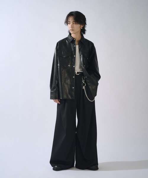 Lui's（ルイス）の「SURJENT ダブルポケットレザーシャツ（シャツ/ブラウス・メンズ・ブラック/アイボリー・1/2）」の13枚目の写真