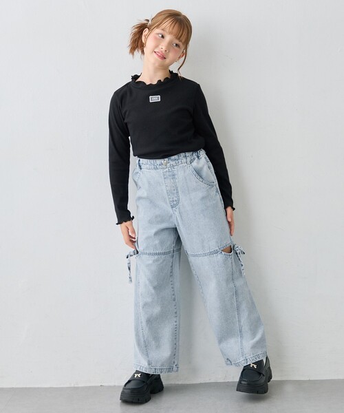 ANY(エニィ)の「【2点セット】Tシャツ×フェザーライク キャミソール(Tシャツ/カットソー・キッズ・アイボリー系/ブラック系・140/150)」の11枚目の写真