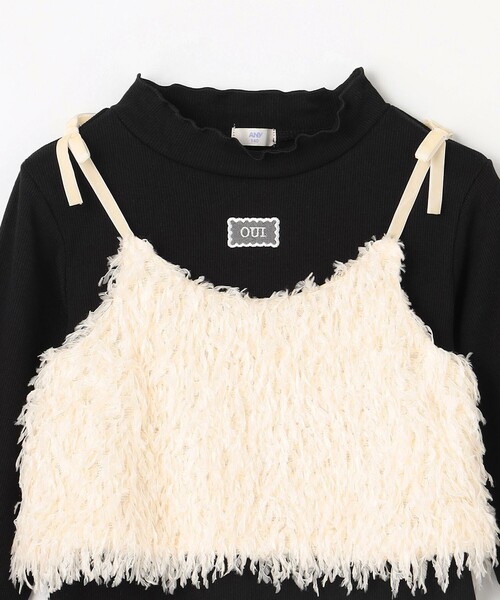 ANY(エニィ)の「【2点セット】Tシャツ×フェザーライク キャミソール(Tシャツ/カットソー・キッズ・アイボリー系/ブラック系・140/150)」の14枚目の写真