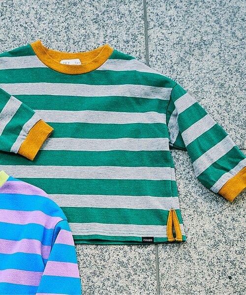 F.O.KIDS(エフオーキッズ)の「いろとりどりのボーダー長袖Tシャツ(Tシャツ/カットソー・キッズ・ブラウン/ブルー/グリーン・130/120/100/110/140/150/80/90)」の2枚目の写真