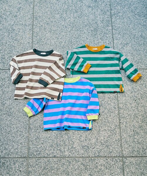 F.O.KIDS(エフオーキッズ)の「いろとりどりのボーダー長袖Tシャツ(Tシャツ/カットソー・キッズ・ブラウン/ブルー/グリーン・130/120/100/110/140/150/80/90)」の11枚目の写真