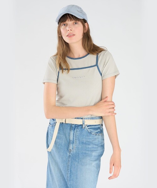 To b. by agnes b.(トゥービーバイアニエスベー)の「ボーダー キャミソール&Tシャツ(Tシャツ/カットソー・レディース・ホワイト・38/40)」の3枚目の写真