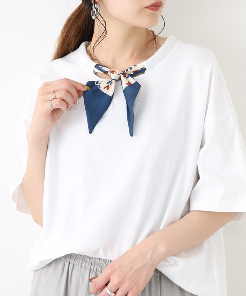 crossi(クロッシー)の「スカーフタイ付コットン半袖Tシャツ(Tシャツ/カットソー・レディース・ホワイト・FREE)」の6枚目の写真