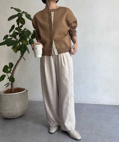 Jena espace merveilleux(ジェナ エスパスメルヴェイユ)の「ベロアイージーパンツ 秋服(その他パンツ・レディース・アイボリー/ブラウン・FREE)」の3枚目の写真