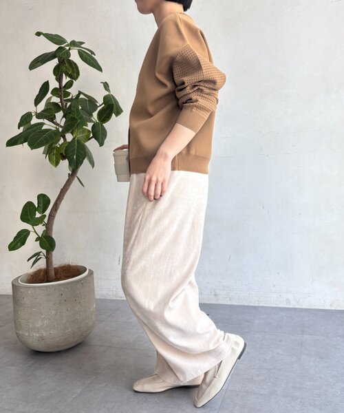 Jena espace merveilleux(ジェナ エスパスメルヴェイユ)の「ベロアイージーパンツ 秋服(その他パンツ・レディース・アイボリー/ブラウン・FREE)」の4枚目の写真