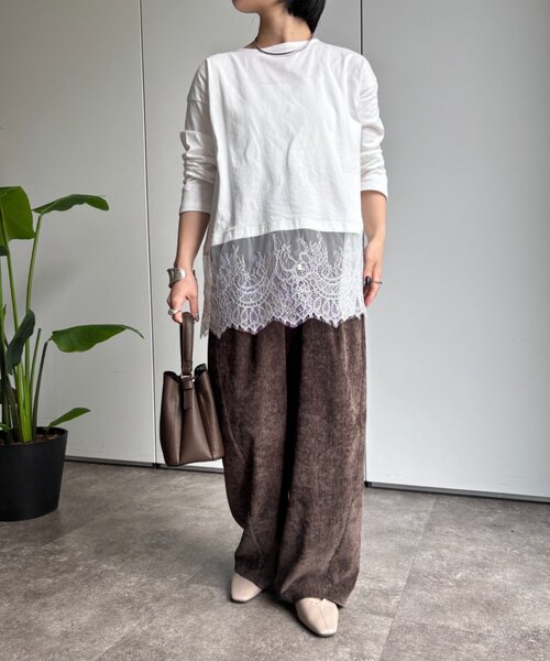Jena espace merveilleux(ジェナ エスパスメルヴェイユ)の「ベロアイージーパンツ 秋服(その他パンツ・レディース・アイボリー/ブラウン・FREE)」の9枚目の写真