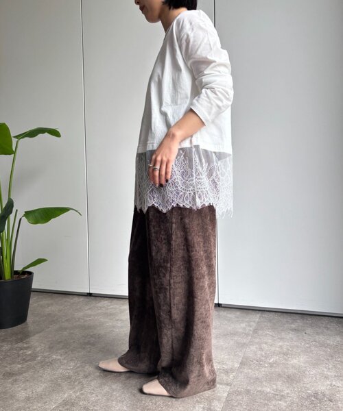 Jena espace merveilleux(ジェナ エスパスメルヴェイユ)の「ベロアイージーパンツ 秋服(その他パンツ・レディース・アイボリー/ブラウン・FREE)」の10枚目の写真