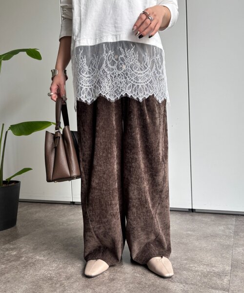 Jena espace merveilleux(ジェナ エスパスメルヴェイユ)の「ベロアイージーパンツ 秋服(その他パンツ・レディース・アイボリー/ブラウン・FREE)」の12枚目の写真