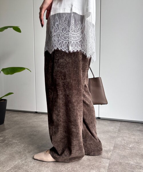 Jena espace merveilleux(ジェナ エスパスメルヴェイユ)の「ベロアイージーパンツ 秋服(その他パンツ・レディース・アイボリー/ブラウン・FREE)」の13枚目の写真