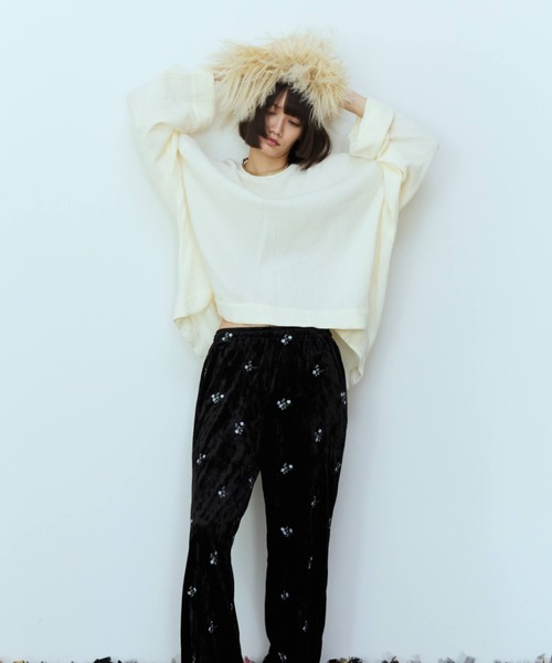 flaeu(フラユ)の「Back Open Gauze Pullover(シャツ/ブラウス・レディース・アイボリー/ブラック・FREE)」の7枚目の写真