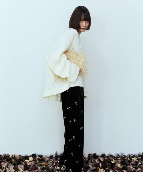 flaeu(フラユ)の「Back Open Gauze Pullover(シャツ/ブラウス・レディース・アイボリー/ブラック・FREE)」の6枚目の写真