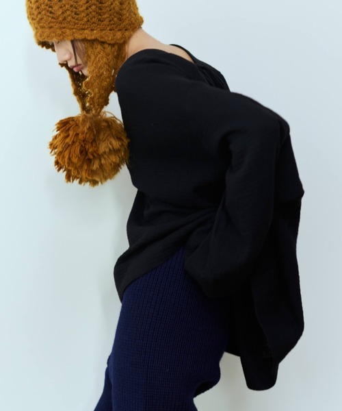 flaeu(フラユ)の「Back Open Gauze Pullover(シャツ/ブラウス・レディース・アイボリー/ブラック・FREE)」の8枚目の写真