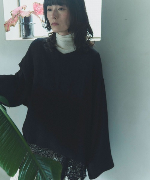 flaeu(フラユ)の「Back Open Gauze Pullover(シャツ/ブラウス・レディース・アイボリー/ブラック・FREE)」の16枚目の写真