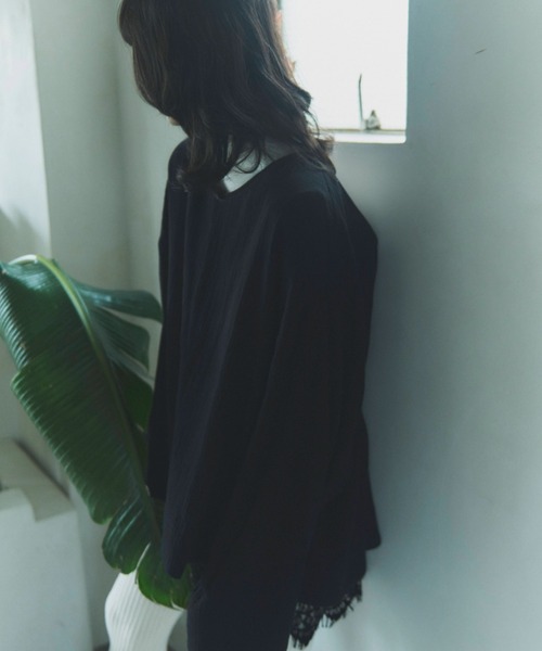 flaeu(フラユ)の「Back Open Gauze Pullover(シャツ/ブラウス・レディース・アイボリー/ブラック・FREE)」の17枚目の写真