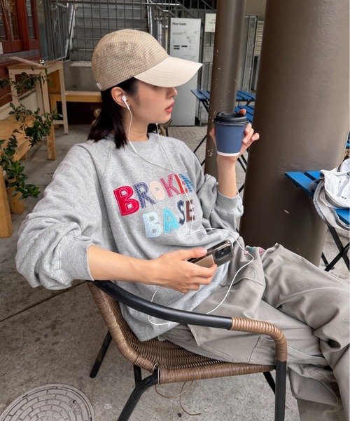 BROKEN BASE（ブロークンベース）の「BROKENBASE Handmade like Patchwork Sweat / BROKENBASE ハンドメイドライクパッチワークスウェット（スウェット・メンズ・ネイビー/グレー/ブラック/イエロー・SMALL/LARGE/MEDIUM）」の5枚目の写真