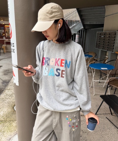 BROKEN BASE（ブロークンベース）の「BROKENBASE Handmade like Patchwork Sweat / BROKENBASE ハンドメイドライクパッチワークスウェット（スウェット・メンズ・ネイビー/グレー/ブラック/イエロー・SMALL/LARGE/MEDIUM）」の6枚目の写真