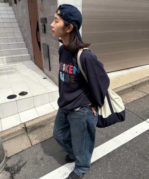 BROKEN BASE（ブロークンベース）の「BROKENBASE Handmade like Patchwork Sweat / BROKENBASE ハンドメイドライクパッチワークスウェット（スウェット・メンズ・ネイビー/グレー/ブラック/イエロー・SMALL/LARGE/MEDIUM）」の18枚目の写真