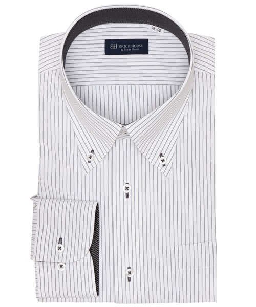 TOKYO SHIRTS(トウキョウシャツ)の「【吸水速乾】【COFREX】 形態安定ノンアイロン ボタンダウン 長袖ビジネスワイシャツ(大きいサイズ・長いサイズ)(ビジネスシャツ・メンズ・グレー・首回り45cm-裄丈82cm/首回り43cm-裄丈90cm/首回り42cm-裄丈90cm/首回り39cm-裄丈88cm/首回り41cm-裄丈90cm/首回り45cm-裄丈90cm/首回り47cm-裄丈86cm/首回り47cm-裄丈90cm/首回り45cm-裄丈86cm)」の1枚目の写真