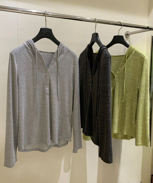 shyam inspiration(シャムインスピレーション)の「フード付きヘンリーネックロンT(Tシャツ/カットソー・レディース・ライトグレー/ライトグリーン/チャコールグレー・L/M)」の16枚目の写真