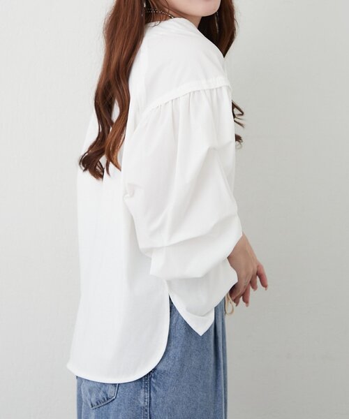 Remind me and forever(リマインドミーアンドフォーエバー)の「【WEB限定】アソート布帛袖プルオーバー(Tシャツ/カットソー・レディース・ホワイト系その他/ブラック/オフホワイト/ブラック系その他・FREE)」の6枚目の写真