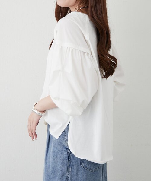 Remind me and forever(リマインドミーアンドフォーエバー)の「【WEB限定】アソート布帛袖プルオーバー(Tシャツ/カットソー・レディース・ホワイト系その他/ブラック/オフホワイト/ブラック系その他・FREE)」の7枚目の写真