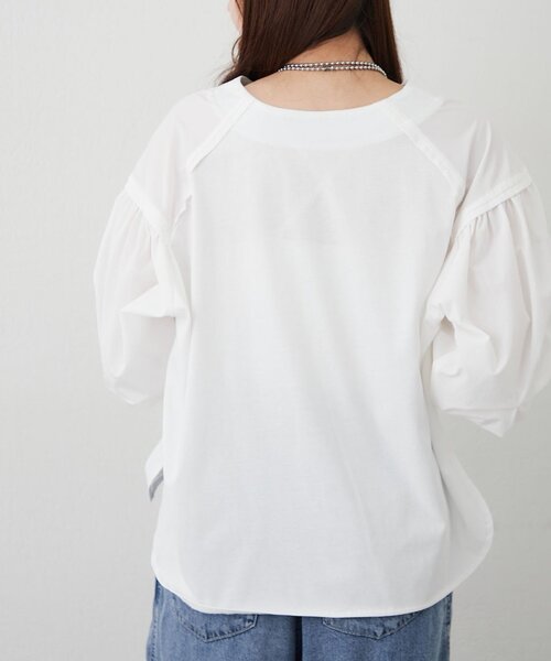 Remind me and forever(リマインドミーアンドフォーエバー)の「【WEB限定】アソート布帛袖プルオーバー(Tシャツ/カットソー・レディース・ホワイト系その他/ブラック/オフホワイト/ブラック系その他・FREE)」の8枚目の写真