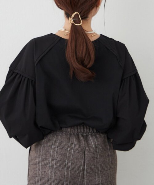 Remind me and forever(リマインドミーアンドフォーエバー)の「【WEB限定】アソート布帛袖プルオーバー(Tシャツ/カットソー・レディース・ホワイト系その他/ブラック/オフホワイト/ブラック系その他・FREE)」の13枚目の写真