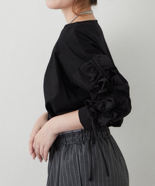 Remind me and forever(リマインドミーアンドフォーエバー)の「【WEB限定】アソート布帛袖プルオーバー(Tシャツ/カットソー・レディース・ホワイト系その他/ブラック/オフホワイト/ブラック系その他・FREE)」の19枚目の写真