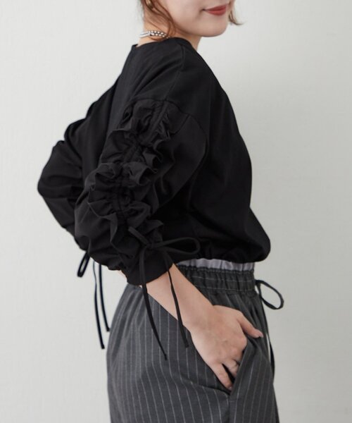 Remind me and forever(リマインドミーアンドフォーエバー)の「【WEB限定】アソート布帛袖プルオーバー(Tシャツ/カットソー・レディース・ホワイト系その他/ブラック/オフホワイト/ブラック系その他・FREE)」の21枚目の写真