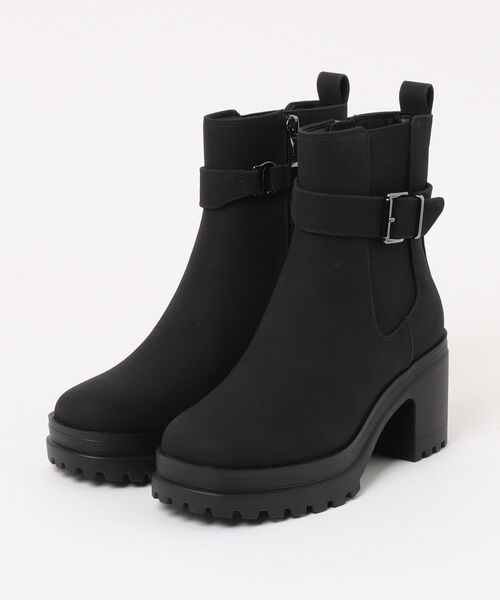 ABC-MART(エービーシーマート)の「ABC SELECT エービーシーセレクト BELT SIDE GORE SHORT BOOTS8 ベルト サイドゴア ショートブーツ8 W3072 BLACK(ブーツ・レディース・ブラック・X-LARGE/LARGE/MEDIUM/SMALL)」の1枚目の写真
