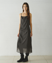 RAY layered check dress_BLACK