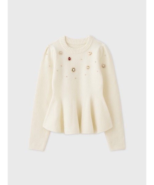 EIMY ISTOIRE(エイミーイストワール)の「BIJOU KNIT TOPS(ニット/セーター・レディース・オフホワイト/チャコールグレー・FREE)」の6枚目の写真
