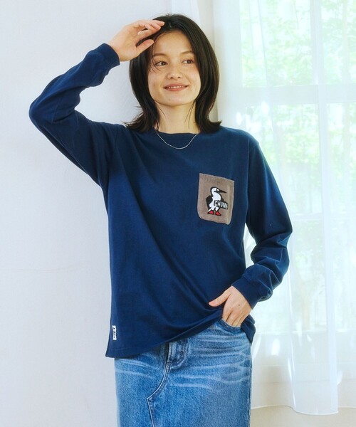 CHUMS(チャムス)の「CHUMS/チャムス 別注 ニットポケット ロングスリーブ クルーネック Tシャツ(Tシャツ/カットソー・メンズ・ネイビー/ホワイト/ベージュ/ブラック・LARGE/MEDIUM/SMALL/X-LARGE)」の4枚目の写真