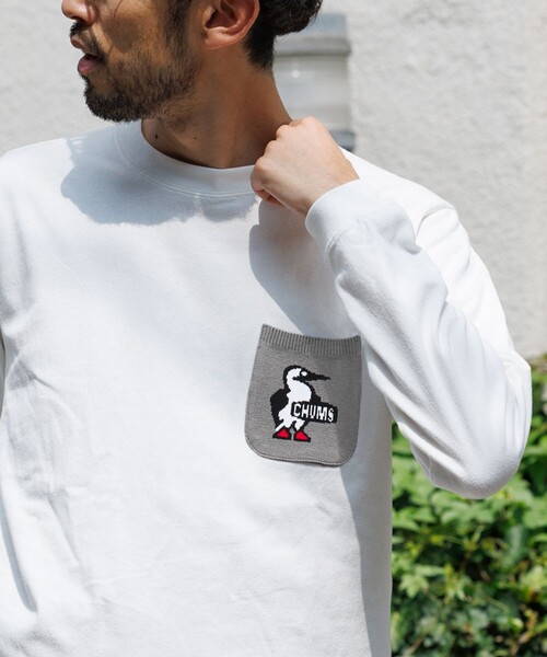 CHUMS/チャムス 別注 ニットポケット ロングスリーブ クルーネック T