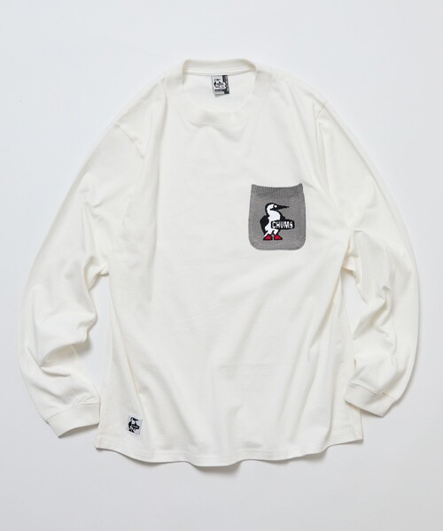 CHUMS(チャムス)の「CHUMS/チャムス 別注 ニットポケット ロングスリーブ クルーネック Tシャツ(Tシャツ/カットソー・メンズ・ネイビー/ホワイト/ベージュ/ブラック・LARGE/MEDIUM/SMALL/X-LARGE)」の5枚目の写真
