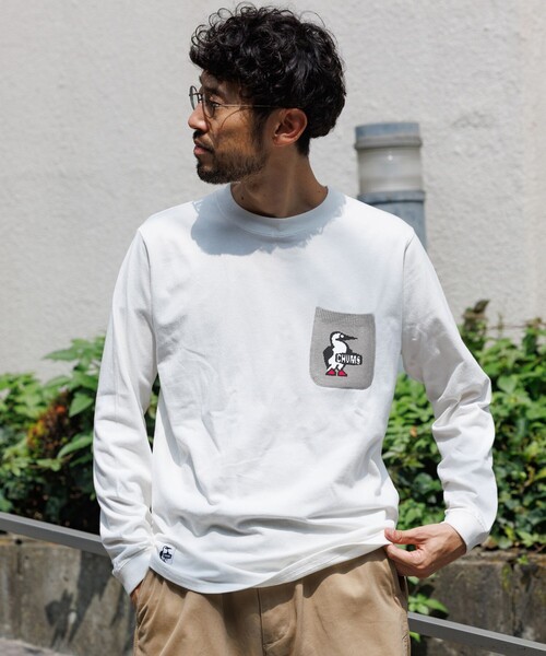 CHUMS(チャムス)の「CHUMS/チャムス 別注 ニットポケット ロングスリーブ クルーネック Tシャツ(Tシャツ/カットソー・メンズ・ネイビー/ホワイト/ベージュ/ブラック・LARGE/MEDIUM/SMALL/X-LARGE)」の19枚目の写真