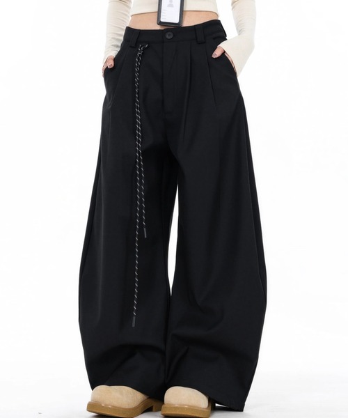 WYZ wear(ダブリューワイジィーウェア)の「タックワイドバギーパンツ/ユニセックス(その他パンツ・メンズ・ライトベージュ/ブラック・M/L/XL)」の1枚目の写真