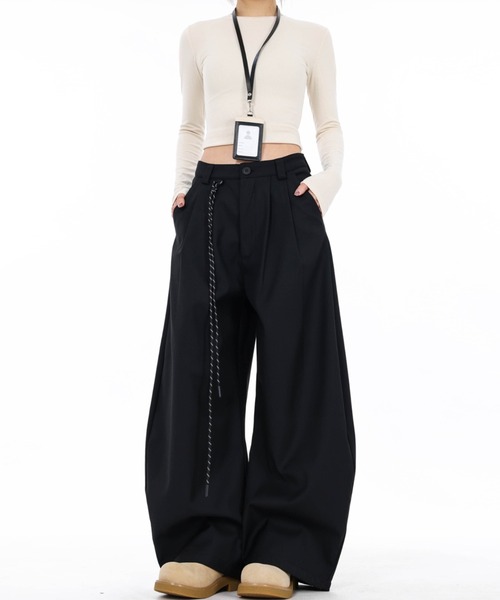 WYZ wear(ダブリューワイジィーウェア)の「タックワイドバギーパンツ/ユニセックス(その他パンツ・メンズ・ライトベージュ/ブラック・M/L/XL)」の6枚目の写真