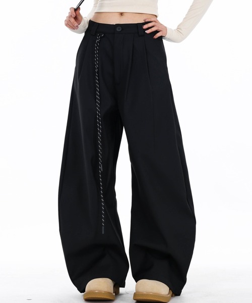 WYZ wear(ダブリューワイジィーウェア)の「タックワイドバギーパンツ/ユニセックス(その他パンツ・メンズ・ライトベージュ/ブラック・M/L/XL)」の5枚目の写真